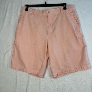 Vintage IZOD Shorts Men Size 38 Seersucker Pinstripe Orange and White 8"inseam